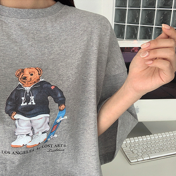 [무료배송]LA베어 곰돌이 박시핏 반팔 티셔츠 -t(남녀공용)