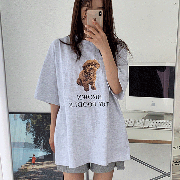 [무료배송]토이푸들 박시핏 반팔 티셔츠 - T(남녀공용)