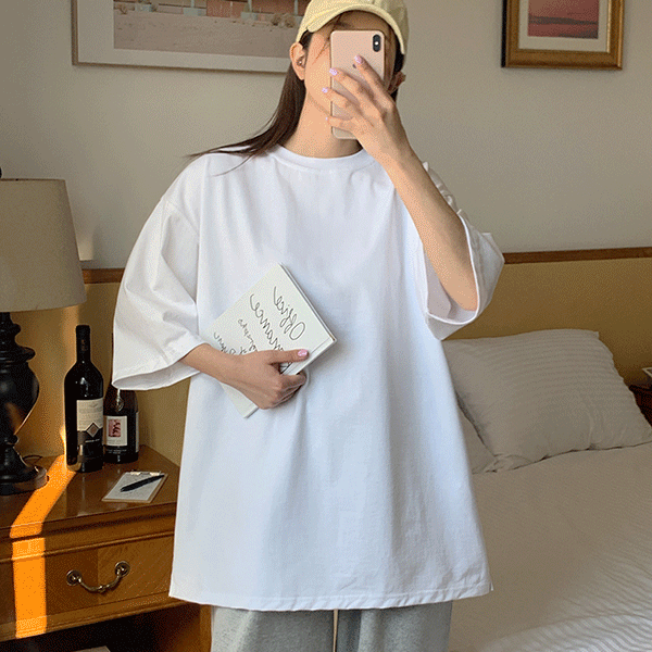 [무료배송]올 라운드 무지 기본 박시핏 반팔 티셔츠 - t(남녀공용,사계절,도톰한티셔츠)