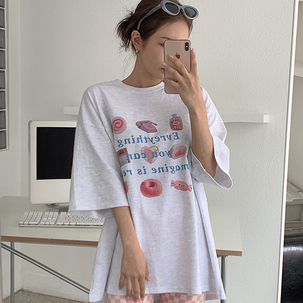 [무료배송]핑키 박시핏 반팔 티셔츠 - t(남녀공용)